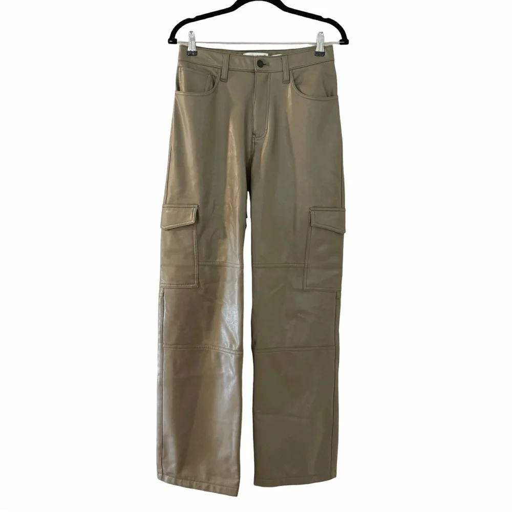 ABERCROMBIE & FITCH The 90’s Relaxed Jean High Rise Pants Vegan Leather Sz 28 - Picture 2 of 6